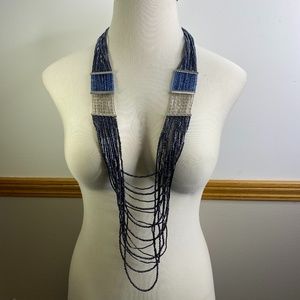 Chico's 15-Strand Necklace Blue and Silver Tones